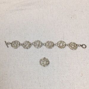 Silver wire wrap Bracelet and pendant set
